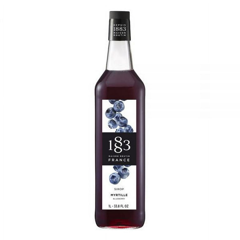 1883 Maison Routin Blueberry Syrup, 1L Glass Bottle, Ideal for