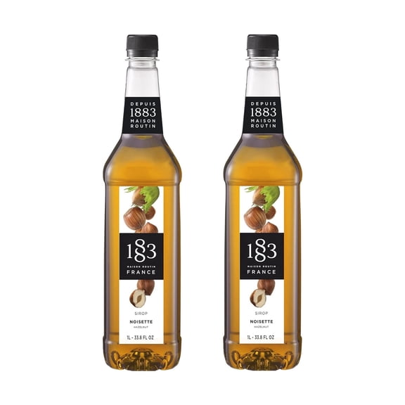 1883 Maison Routin - Hazelnut Syrup - 1 Liter Bottle (Pack of 2)
