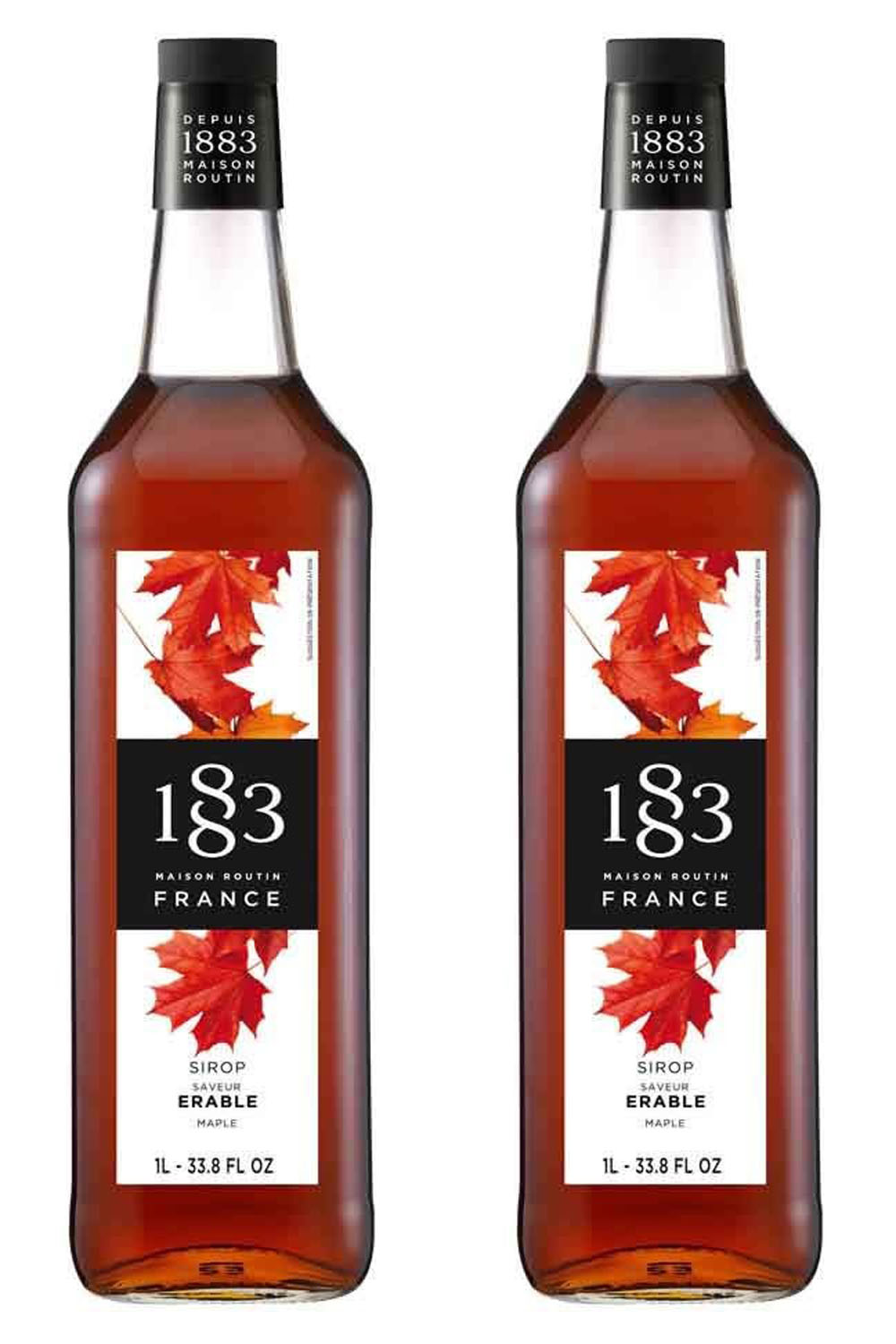 1883 Maison Routin - Maple Syrup 1 Liter Bottle - Pack of 2 (Either Glass or Plastic Packaging)