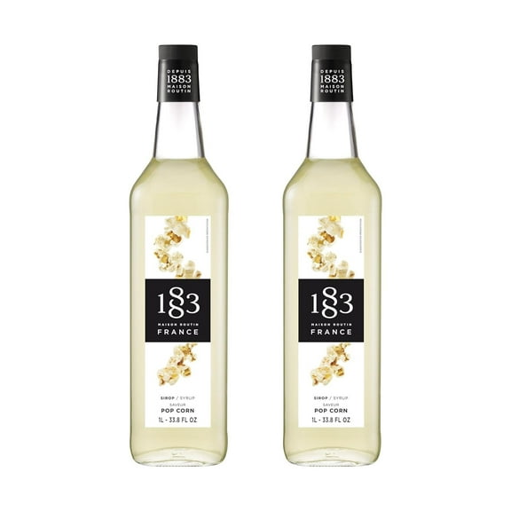 1883 Maison Routin - Popcorn Syrup 1 Liter Bottle - Pack of 2 (Either Glass or Plastic Packaging)