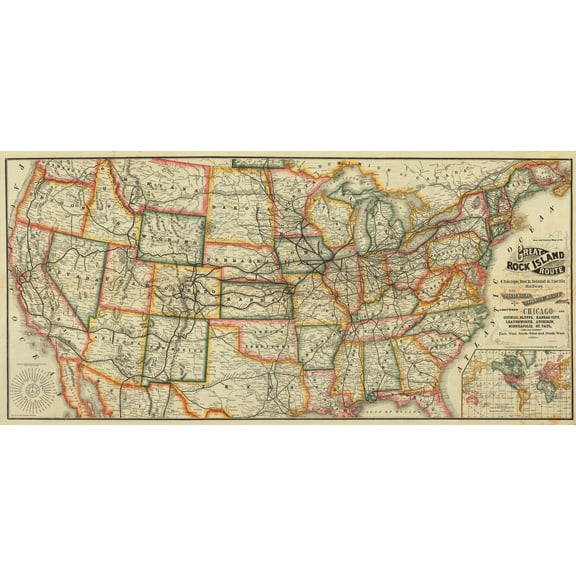 1883 New and Correct Map of the Rock Island Route...
