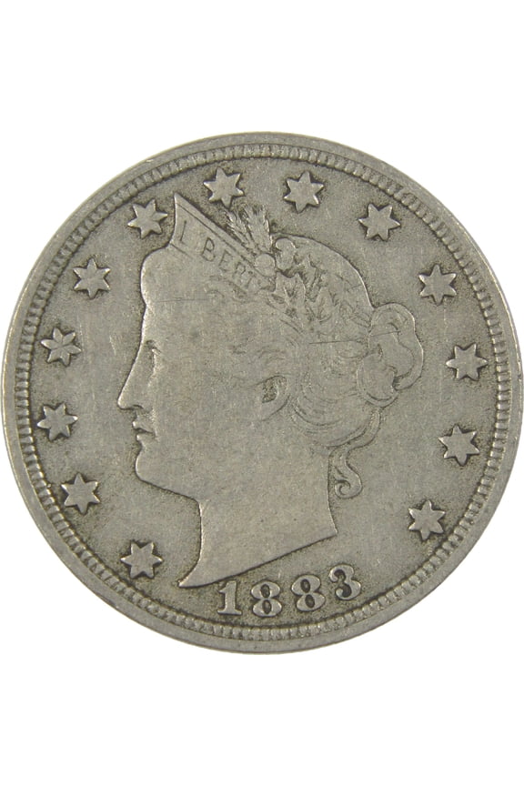 1883 No Cents Liberty Head V Nickel F Fine 5c Coin