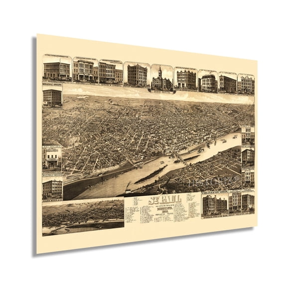 1883 Saint Paul Minnesota Map Poster - St Paul Minnesota Vintage Map - St Paul Minnesota Wall Art - Old St Paul Map - MN State Capital - Ramsey County