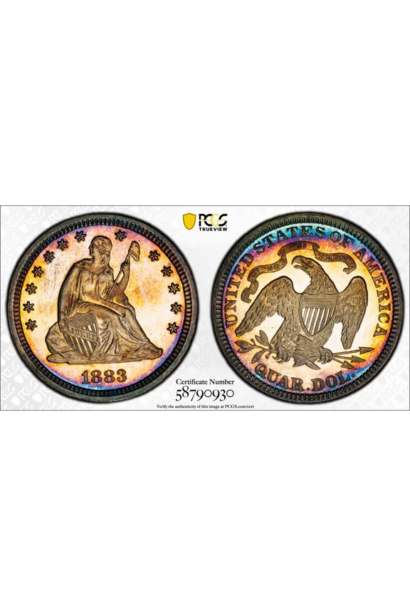 1883 Seated Liberty Quarter PCGS PR-64+ BEAUTIFUL TONING