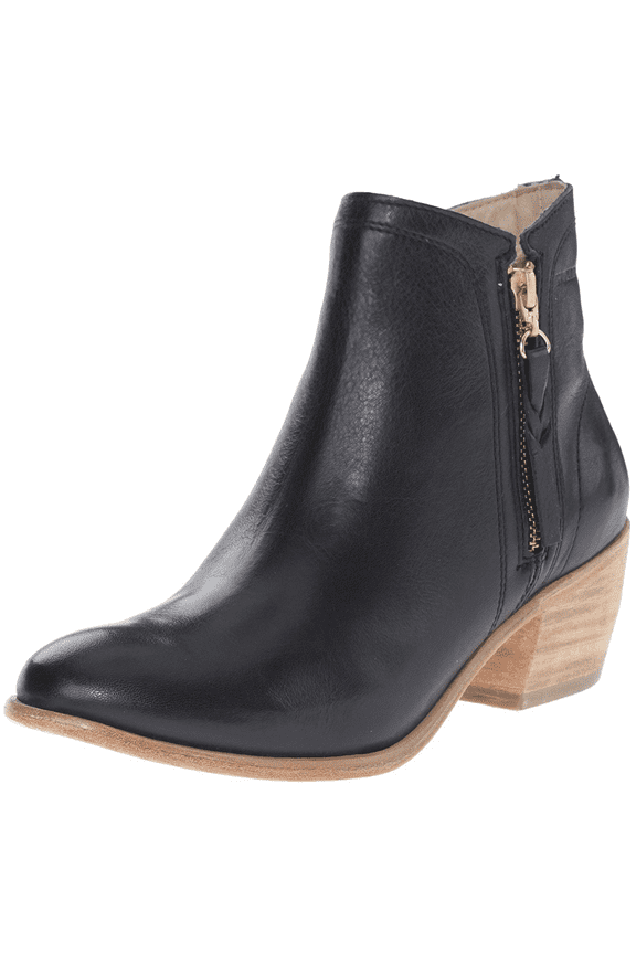 1883 by Wolverine Women's Ella Black Leather 5" Side Zip Ankle Booties 5