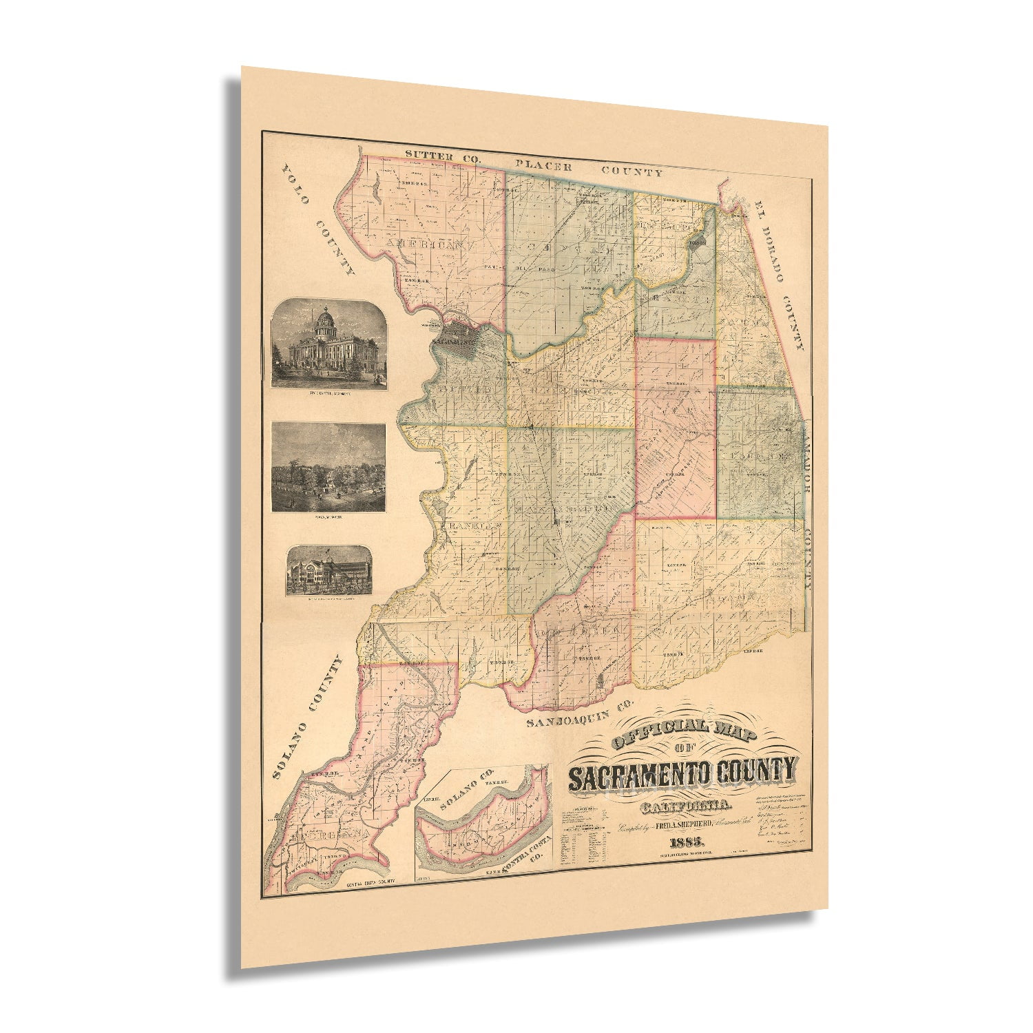 1885 Sacramento County California Map - Vintage Sacramento CA Wall Map -  Old Sacramento CA Map - Official History Map of Sacramento CA Wall Art  Poster - Walmart.com
