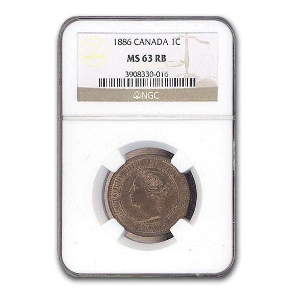 1886 Canada Cent Queen Victoria MS-63 NGC (Red/Brown)