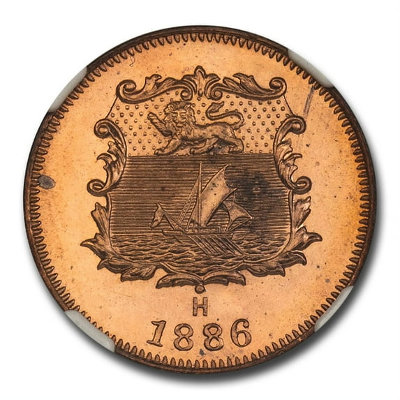 1886 H British North Borneo Bronze 1/2 Cent SP-65 NGC (Red)