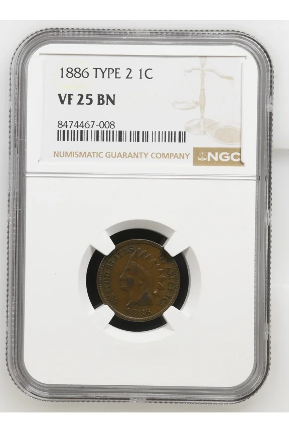 1886 Indian Cent NGC VF-25 BN