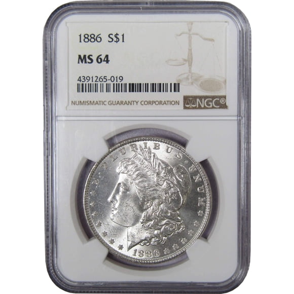 1886 Morgan Dollar MS 64 NGC Silver Uncirculated $1 Coin