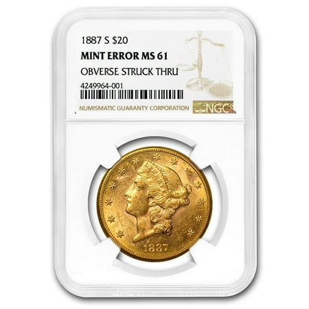 1887-S $20 Liberty Gold Double Eagle MS-61 NGC (Mint Error)