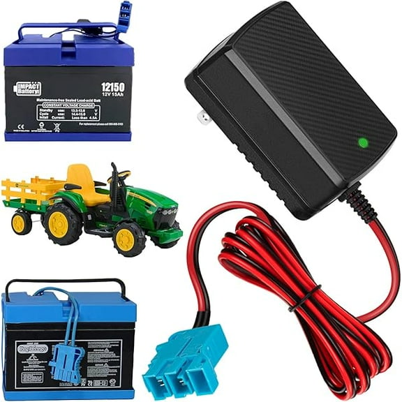 1888 12V Battery Charger for 12V Peg-Perego Battery John Deere Ground Force Tractor John Deere Gator XUV Polaris RZR 900 Powered Ride On Car Replacement Power