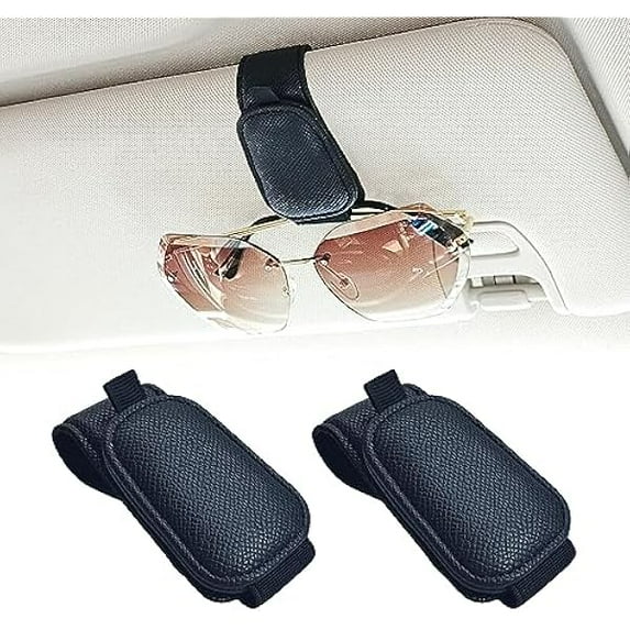 1888 2 Packs Magnetic Sunglass Holder for Car Visor - Universal Sunglasses Clip for Different Size Eyeglasses - Convenient Interior Car Accessories (Black)