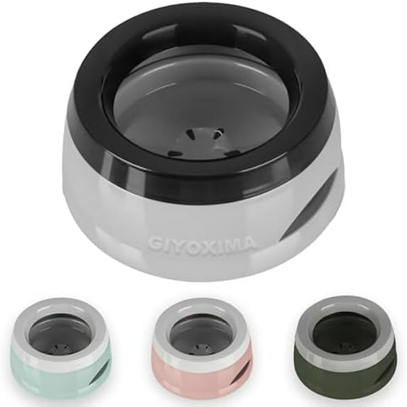 1888 25oz Spill-Proof Dog Water Bowl – Slow Drink, No-Splash Pet Feeder for Small/Medium Dogs, Cats, Puppies & Kittens, Non-Slip Portable Bowl for Car, Travel, Home – Grey
