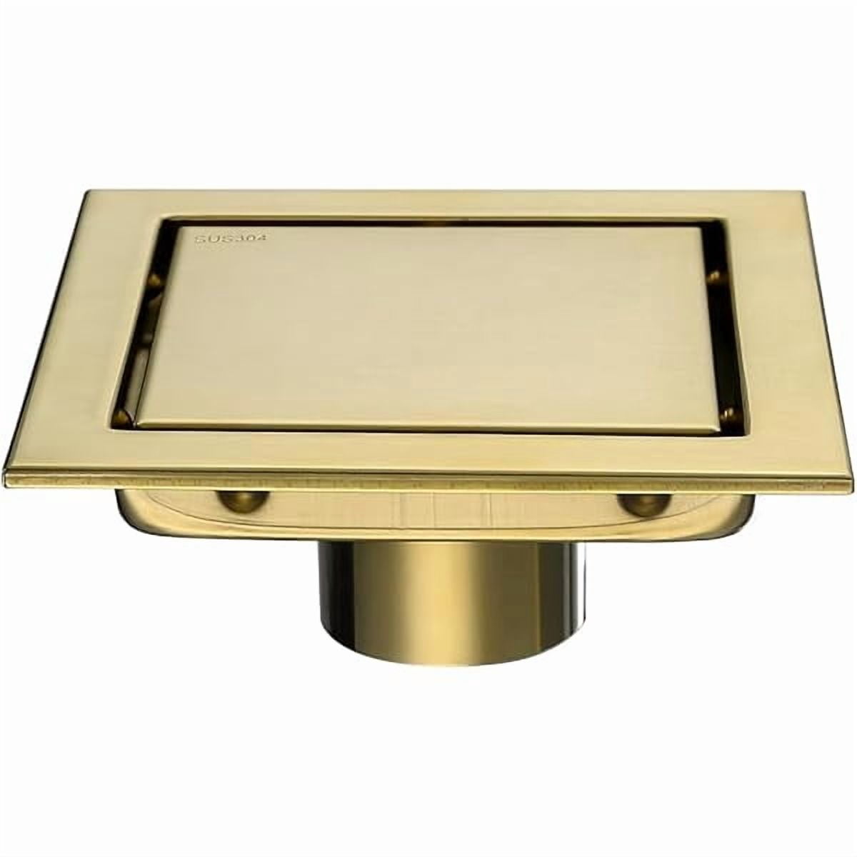 1888 Brushed Gold Shower Drain Square 6 inch SUS304 Stainless Steel ...
