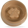 thumbnail image 1 of 1888 Ceramic Dog Bowl, Relief Dog Paw Pattern, Porcelain Pet Slow Feeder Water Bowl (20 Fl Oz, Brown), 1 of 1