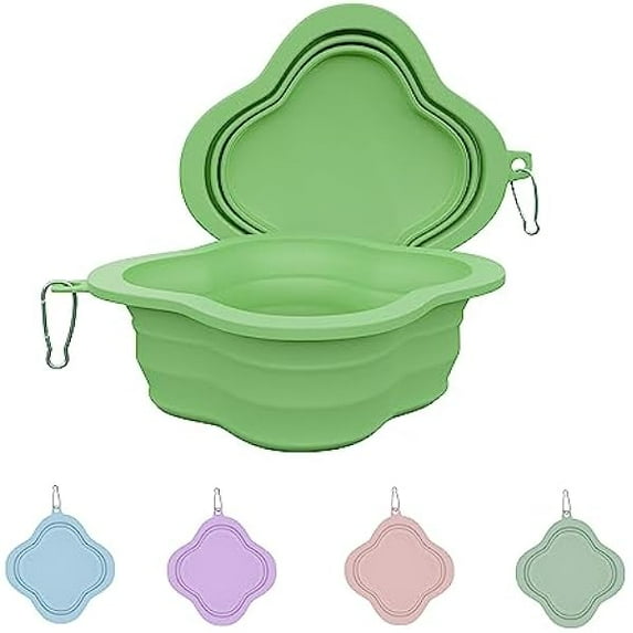 1888 Dog Bowls Pet Collapsible Bowl Slow Feeder Outdoor, Dog Travel Bowls Portable Foldable Cat Water Dish Bowl for Pets Walking Parking Camping (Green)