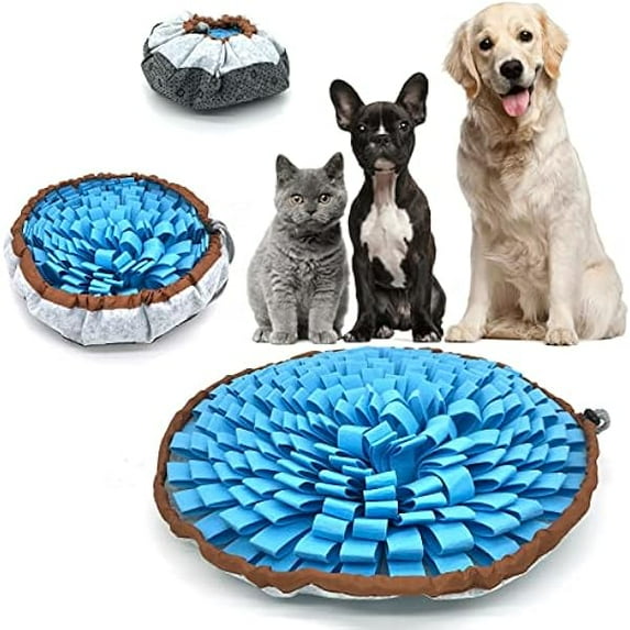 1888 Dog Snuffle-Mat Slow-Feeder-Bowl - Simulating Grassland for Boredom, Encourages Natural Foraging Skills for Pet, Treat Indoor Outdoor Stress Relief(Blue)