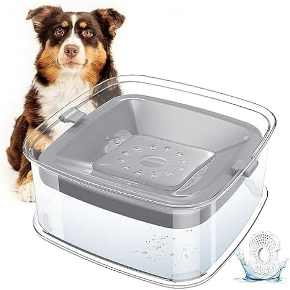 1888 Dog Water Bowl - 2L Large Capacity Slow Water Feeder with Carbon Filter - Splash Proof Pet Bowl - Travel-friendly for Dogs