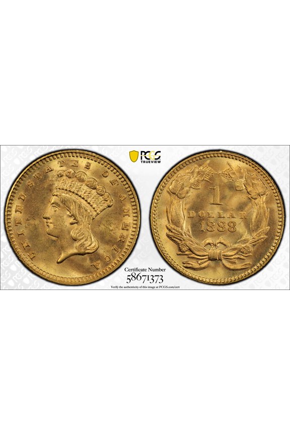 1888 Indian Princess Large Head Gold Dollar PCGS MS-65