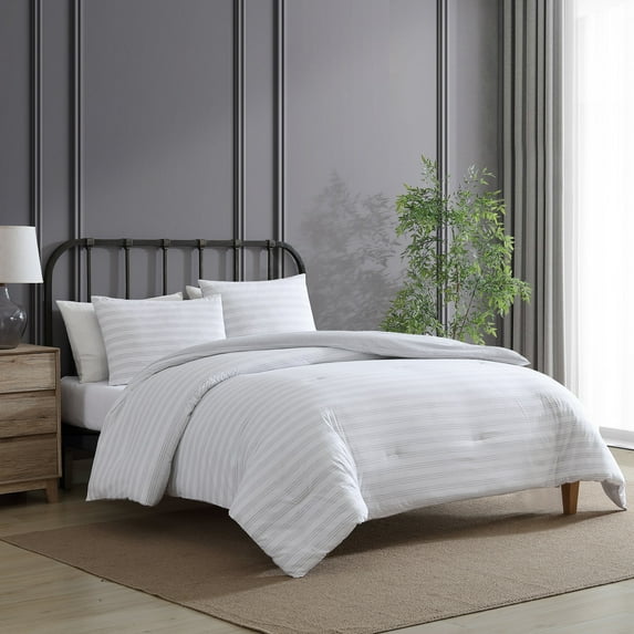1888 Mills Easy Eco Comforter Set Full - Queen - Grey Stripe