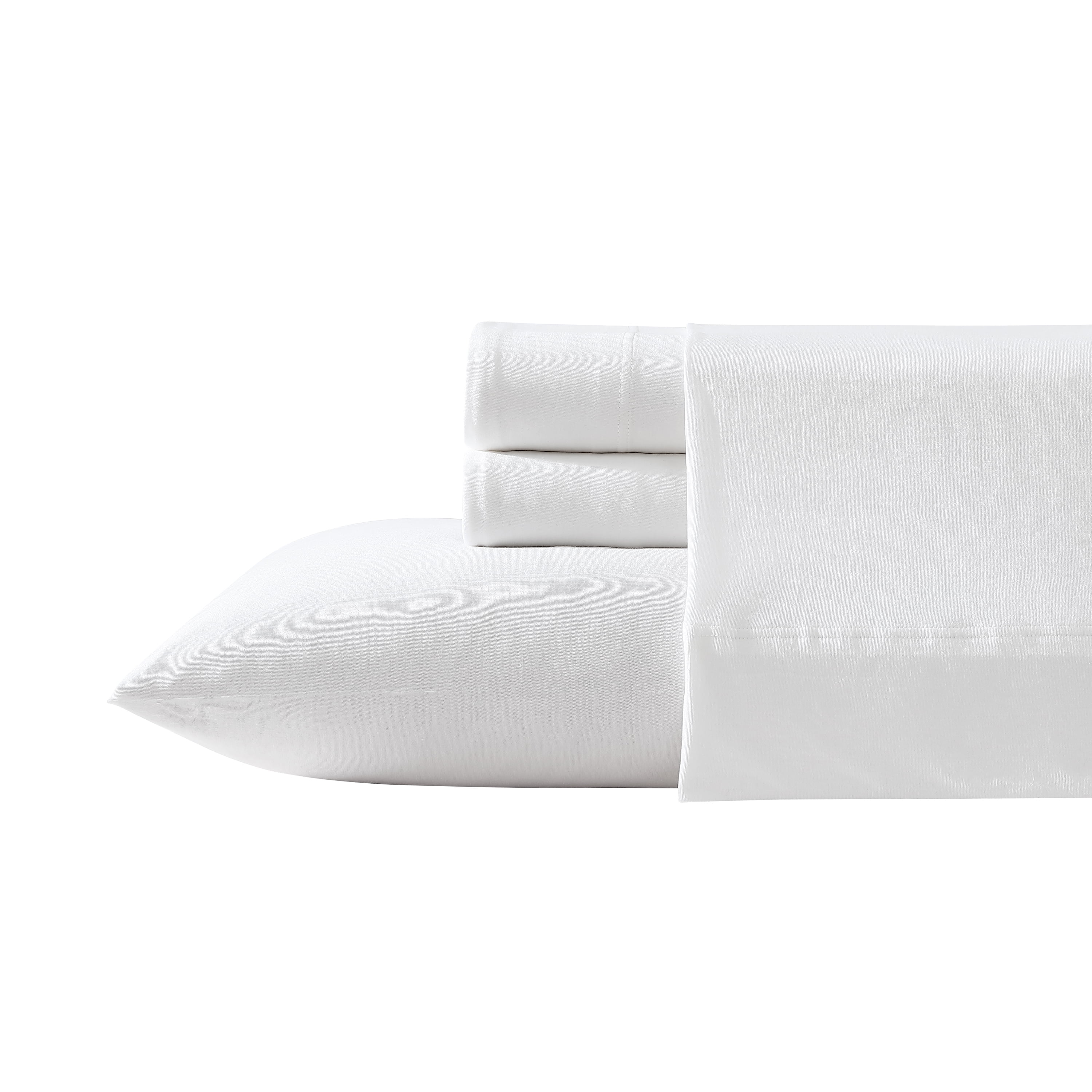 Full White Cotton Jersey Deep Pocket Sheet Set