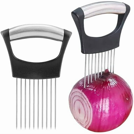 1888 Onion Holder & Cutter, Stainless Steel Food Slicer Assistant Tool, Slice Guide for Vegetables