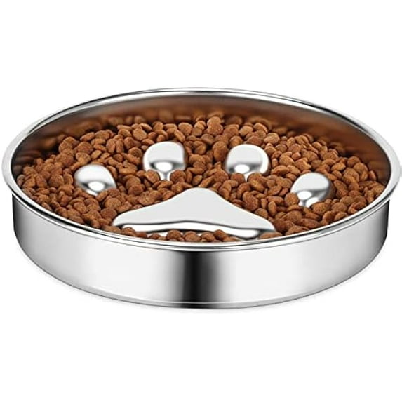 1888 Slow Feeder Dog Bowls 304 Stainless Steel, 2 Cups Metal Food Bowls, Water Bowl for Small & Medium Sized Dogs, Fun Bloat Stop Pet Fast Eaters