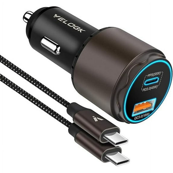1888 Super Fast Type C Car Charger [73W Turbo], Fast Adaptive 55W 45W PPS/PD&QC3.0 USB C Car Adapter[Super Fast Charging 2.0] for Samsung S25 Ultra/S24 Ultra/S23 Ultra/S22+/S21/S20,iPad Pro,MacBook