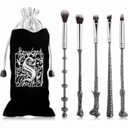 1888 Wi-zard Wand Makeup Brushes Set, Potter Make Up Brush Set for Women Girls 5pcS，Best Harry Gifts for kids(Silver)