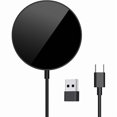 thumbnail image 1 of 188815W Magnetic Portable Wireless Charger Fast Charging Pad for iPhone 16/15/14/13/12 Series & AirPods 2 3 Pro, Slim Magnet Quick Charger (Black), 1 of 1
