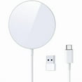 thumbnail image 1 of 1888for MagSafe Charger 15W Magnetic Portable Wireless Charger Fast Charging Pad for iPhone 16/15/14/13/12 Series & AirPods 2 3 Pro, Slim Magnet Quick Charger with USB-C/A Ports, White, 1 of 1