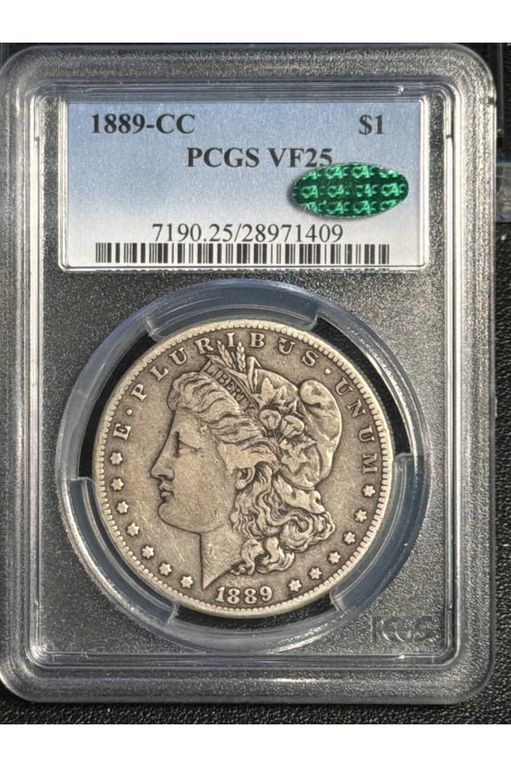 1889 CC Morgan Silver Dollar PCGS VF-25 CHOICE COLOR CAC