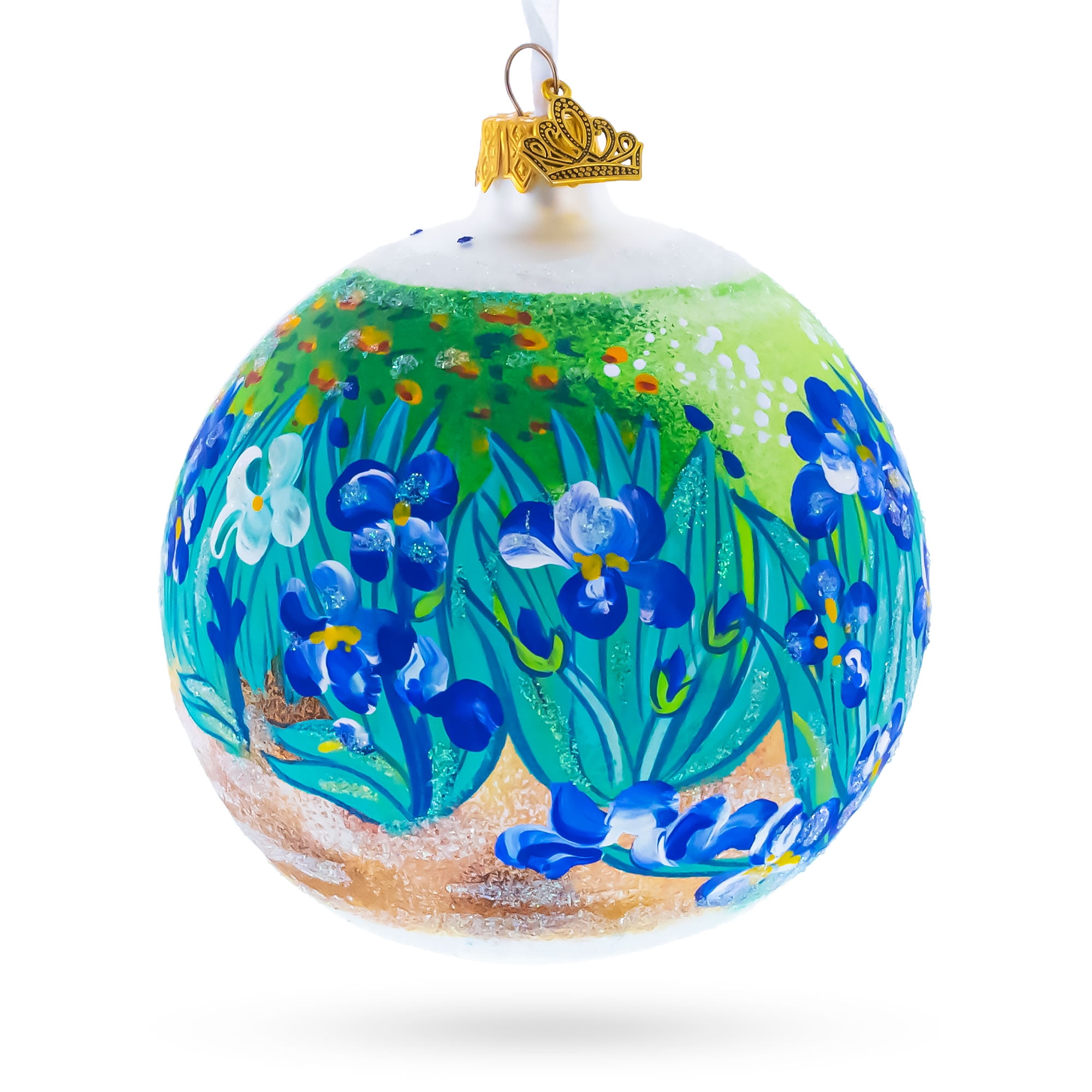 1889 'Irises' by Vincent Van Gogh Glass Ball Christmas Ornament 4 ...