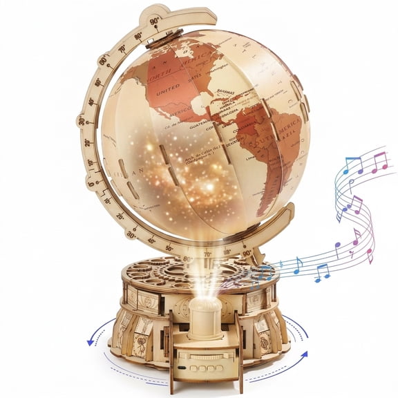 189-Piece Illuminated 3D Globe Puzzle Kit with Stand, Music and Starry Projector