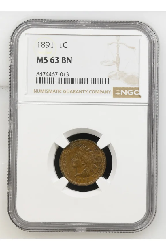 1891 Indian Cent NGC MS-63 BN