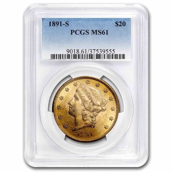 1891-S $20 Liberty Gold Double Eagle MS-61 PCGS