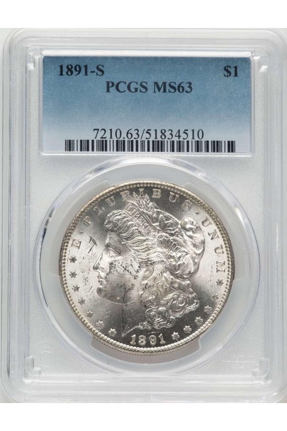 1891-S S$1 Morgan Silver Dollar Coin PCGS MS63 - HAT520977014