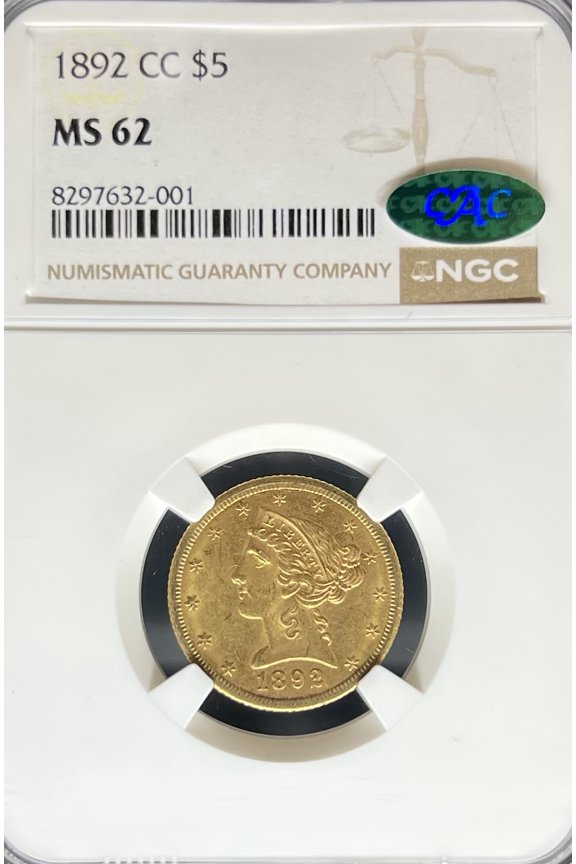 1892-CC $5 Liberty MS62 NGC CAC (PA8297632001)