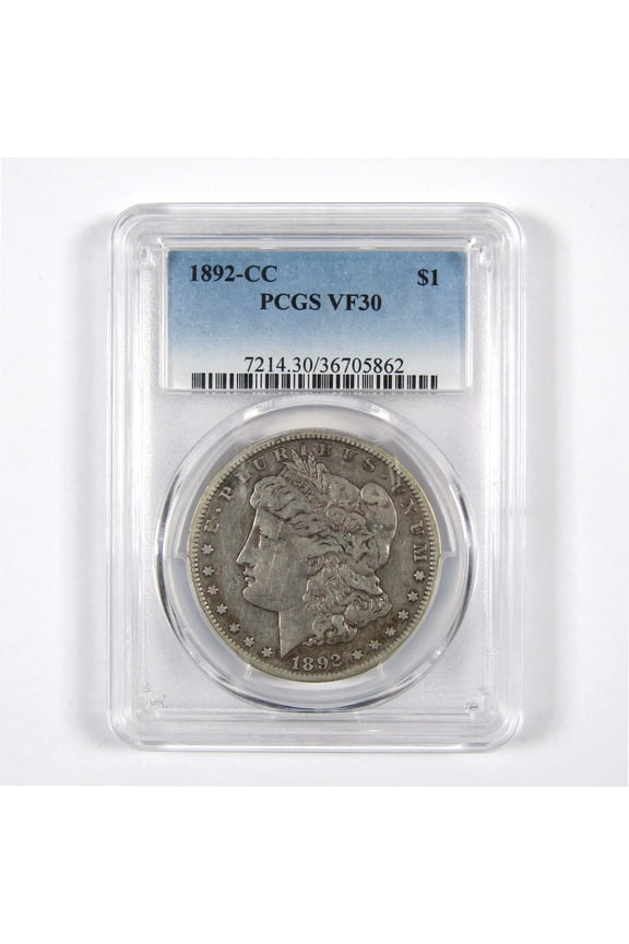 1892 CC Morgan Dollar VF 30 PCGS 90% Silver $1 Coin SKU:I8684