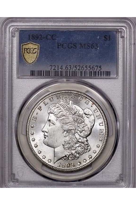 1892-CC Morgan Silver Dollar PCGS MS63 - Flashy Key Date!