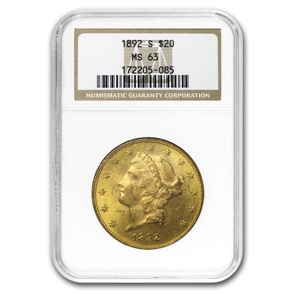 1892-S $20 Liberty Gold Double Eagle MS-63 NGC