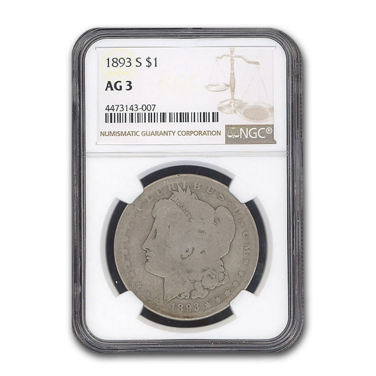 1901年 メキシコ ペソ NGC認証 1893-S Morgan Dollar AG-3 NGC (Key Date) - Walmart.com