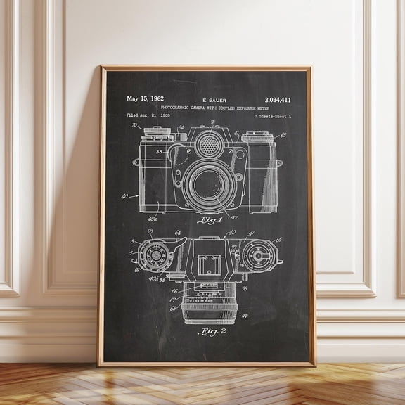 1896 Camera Patent Photography Enthusiast Decor Technical Blueprint Artwork, Unframed Paper Poster 8x10in