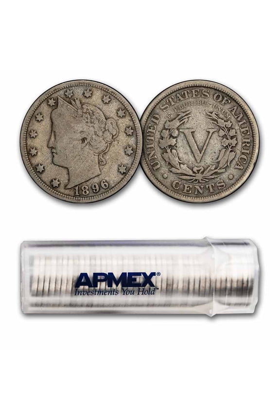 1896 Liberty Head V Nickels 40-Coin Roll Avg Circ