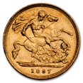 thumbnail image 1 of 1897 Great Britain Gold Half-Sovereign Victoria Veil AU, 1 of 2