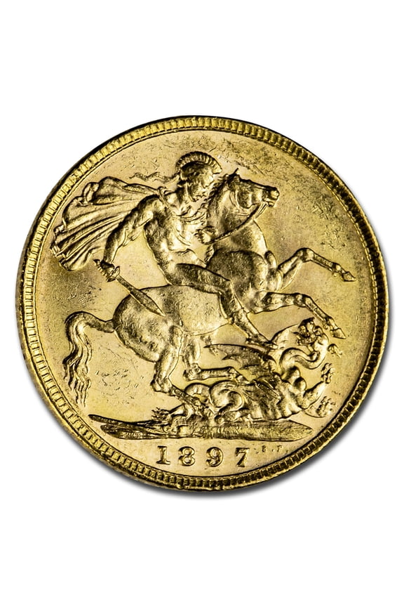1897-M Australia Gold Sovereign Victoria Veiled Head BU