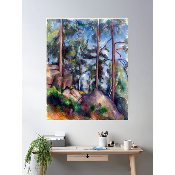 1897 - Paul Cezanne - Pines And Rocks Poster Wall Art, Modern Wall Decor For Living Room Bedroom, 12x18 UNFRAMED