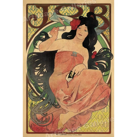 1898 Art Nouveau Mucha Job Cigarette Rolling Papers Vintage Style Poster Home Decor Office Wall Art