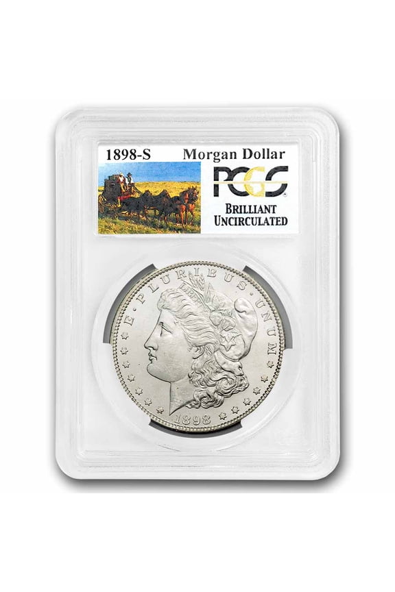 1898-S Stage Coach Silver Dollar BU PCGS